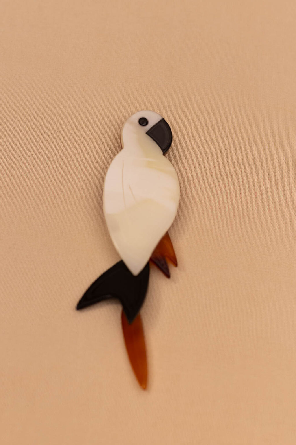 Broche oiseau femme Mahé blanc, Jannie