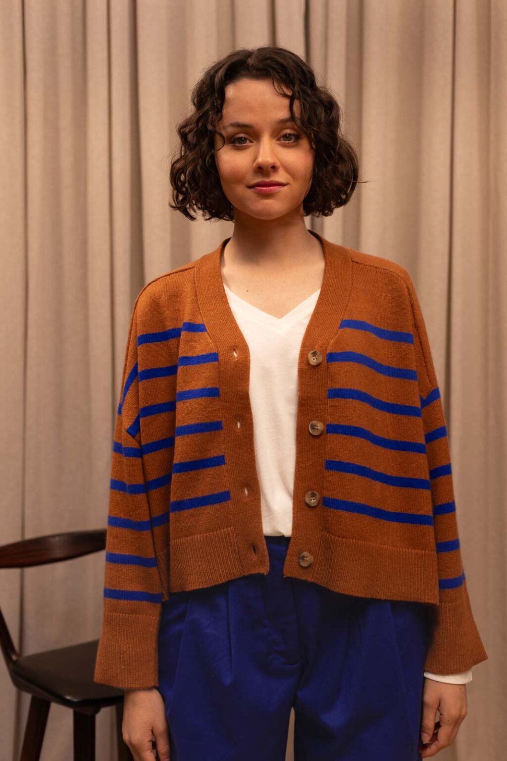 Gilet femme Vadim marron/bleu, Jannie