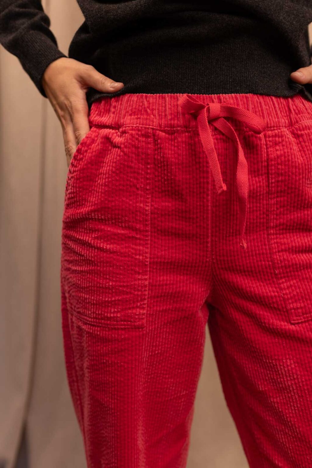 Détail matière du pantalon Anatole, Jannie