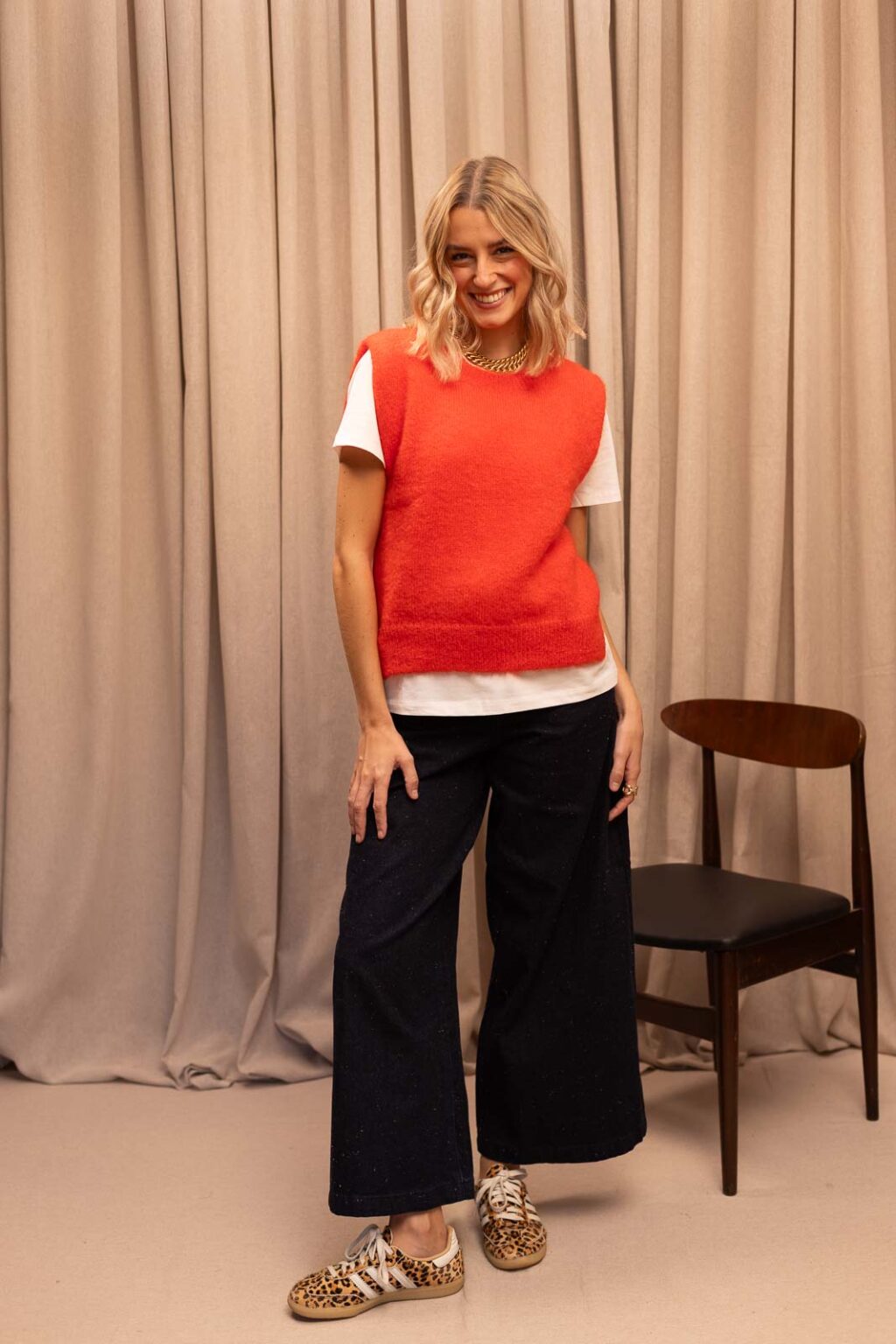 Pull sans manches femme Léandre rouge, Jannie