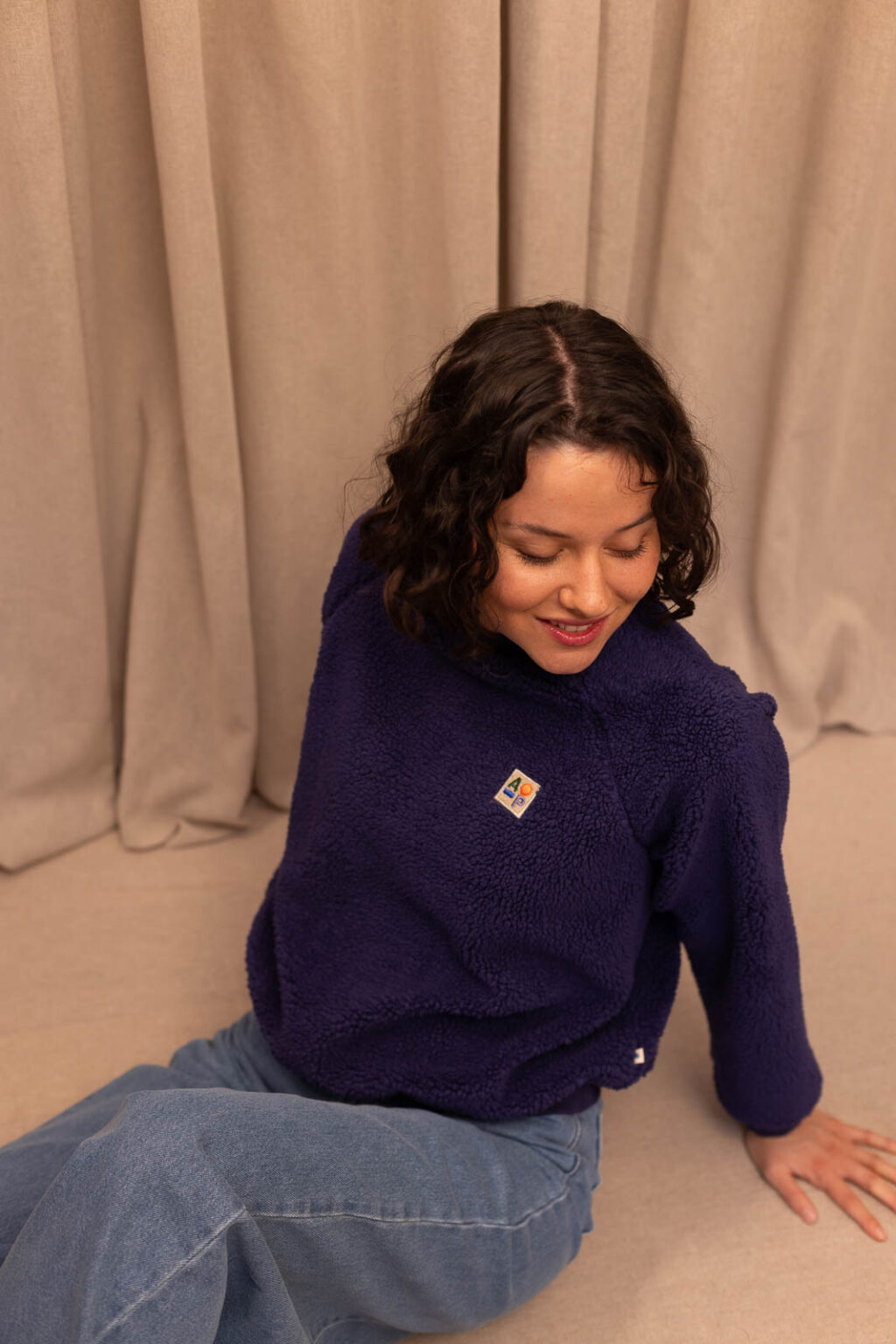 Sweat sherpa femme Georges bleu, Jannie